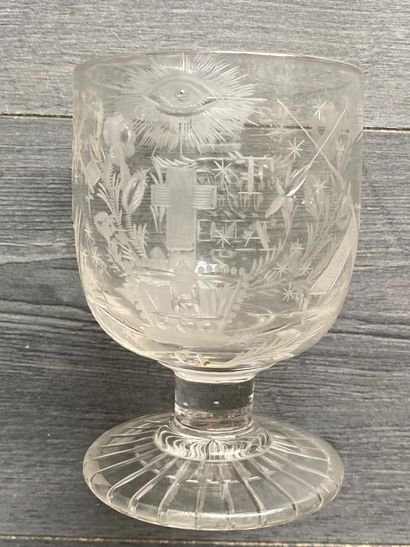 Large stemmed glass richly engraved with...