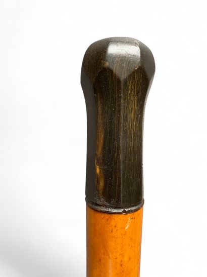 Masonic wooden ceremonial cane with black...