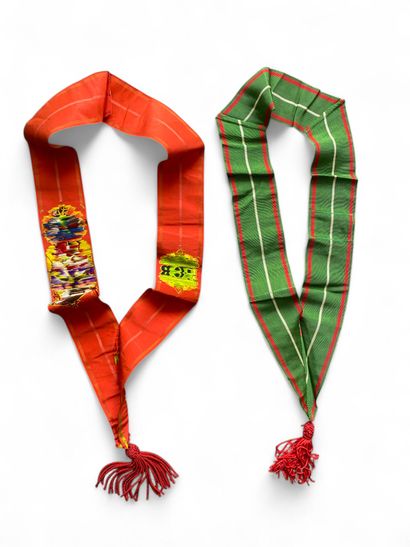 A set of two green Odd Foresters collars...