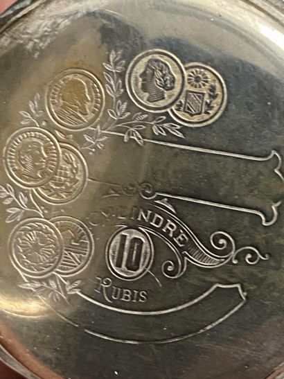 A round steel masonic pocket watch with the...