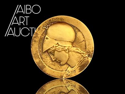 Very nice gilt bronze medal (signed G.Contaux...