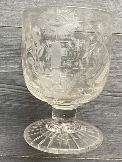 Large stemmed glass richly engraved with...