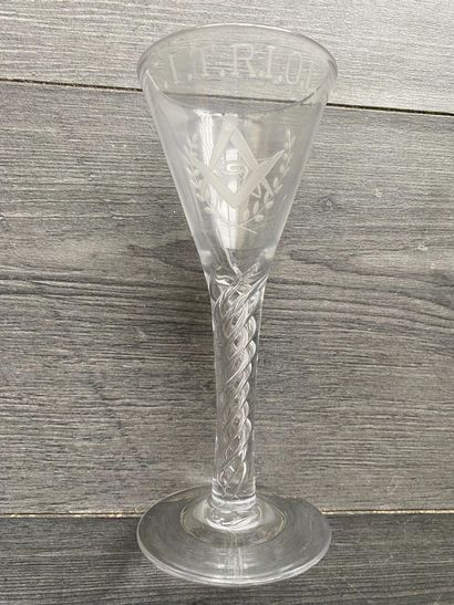 Stemmed glass with symbols of the Masonic...