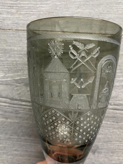 Large smoked couelur stemmed glass richly...