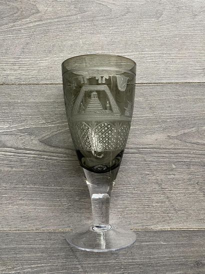 Large smoked couelur stemmed glass richly...
