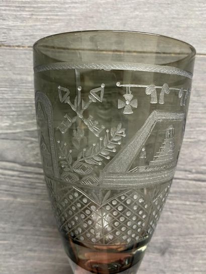 Large smoked couelur stemmed glass richly...