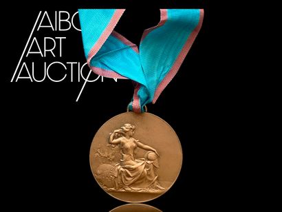 Beautiful bronze medal with light blue ribbon...