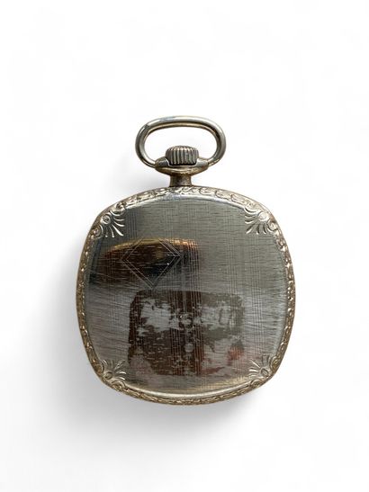 ELGIN 
Silver-plated pocket watch with chased...