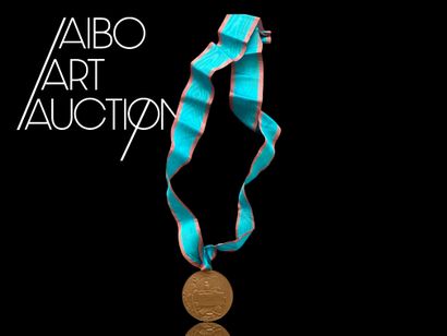 Beautiful bronze medal with light blue ribbon...