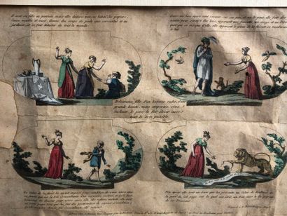 LOT de 3 gravures couleurs de scénettes galantes...
