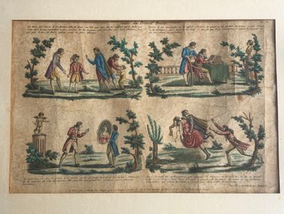 LOT de 3 gravures couleurs de scénettes galantes...