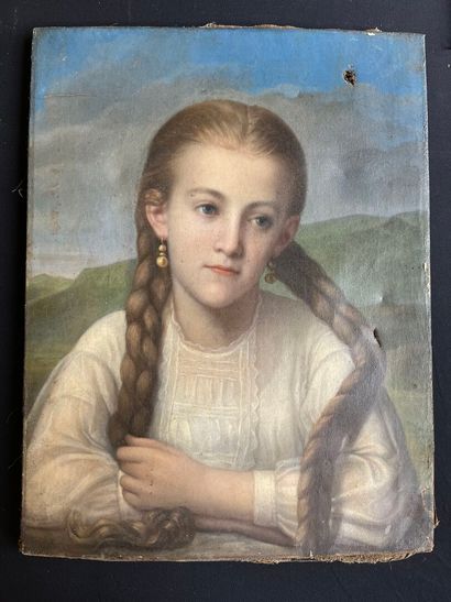ECOLE du XIXe siècle. 
Portrait de jeune...