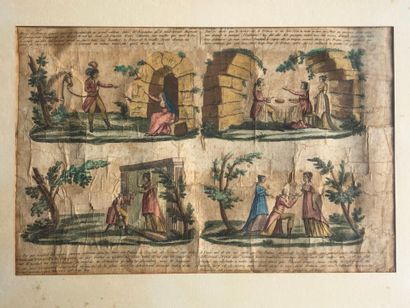 LOT de 3 gravures couleurs de scénettes galantes...
