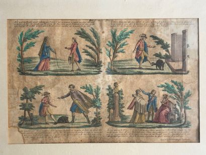 LOT de 3 gravures couleurs de scénettes galantes...