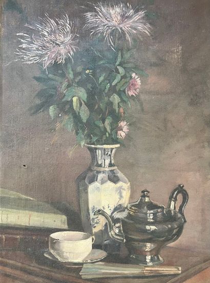 ECOLE FRANCAISE
Nature morte à la théière,...