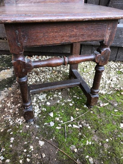 CHAISE escabelle en bois naturel, dossier...
