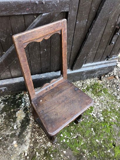 CHAISE escabelle en bois naturel, dossier...