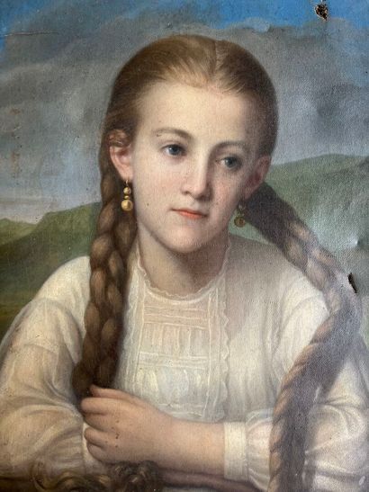 ECOLE du XIXe siècle. 
Portrait de jeune...