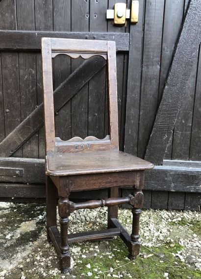 CHAISE escabelle en bois naturel, dossier...