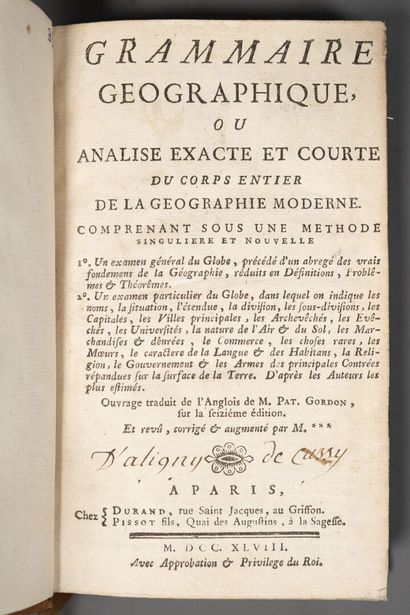 [Géographie]. GORDON (P.). Grammaire géographique,...