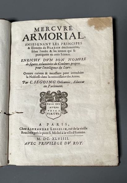 [Heraldry]. SEGOING (Charles). Mercure armorial,...