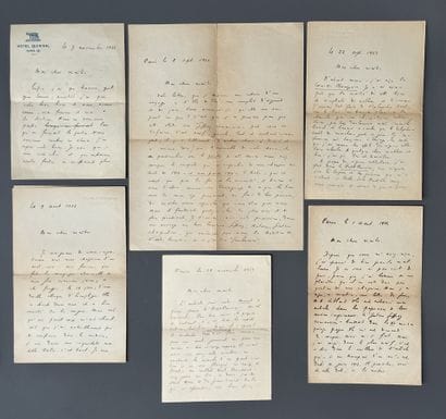 [Autograph]. BÉRAUD (Henri). Set of 6 autograph...