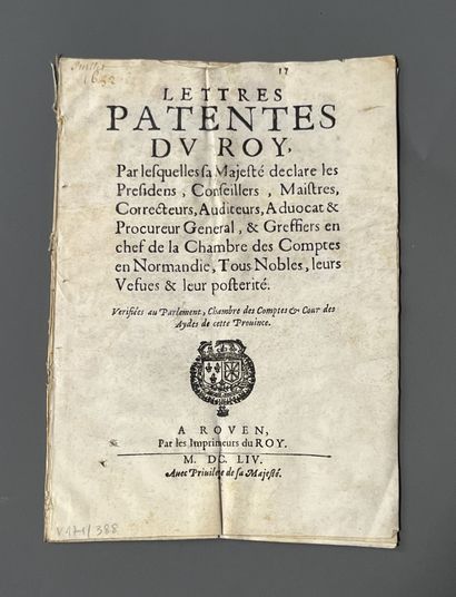 388. [Normandie]. [Printed on vellum.] Lettres...