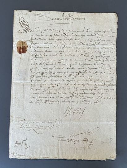 [Autograph]. HENRI III (King of Navarre)....