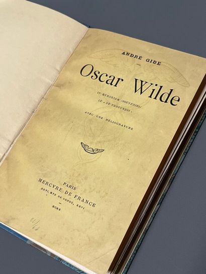 GIDE (André). Oscar Wilde. In memoriam (souvenirs)....
