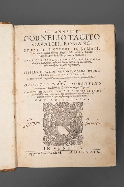 [Sixteenth-century book]. TACITE. Gli annali...