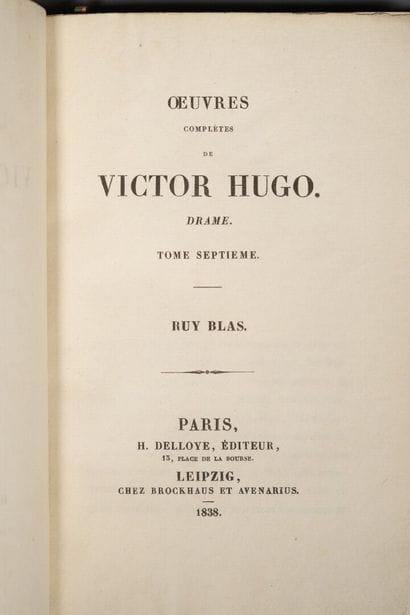 HUGO (Victor). Ruy Blas. Paris, H. Delloye,...