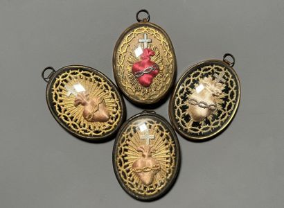 SACRED HEART. Set of 4 sacred hearts of Jesus...