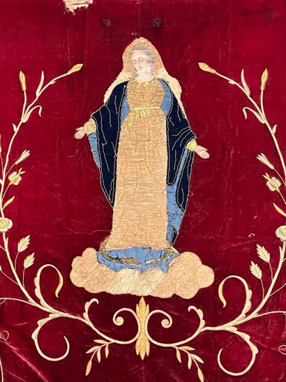 [Pièce textile liturgique]. BANNIÈRE. XIXe...
