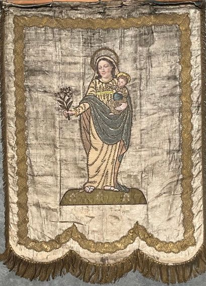 [Pièce textile liturgique]. BANNIÈRE. XIXe...