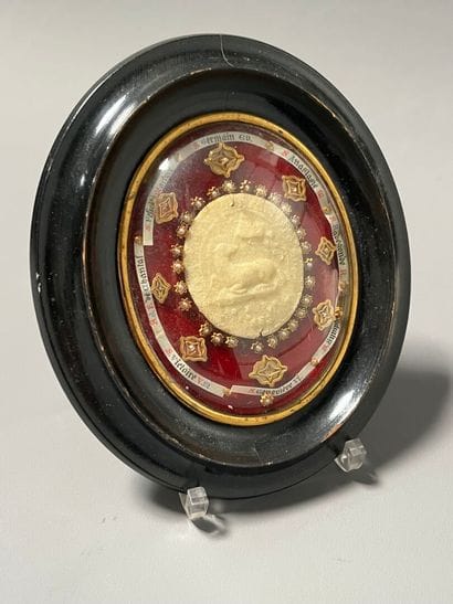 [Reliquary]. Agnus Dei. Medallion in relief...
