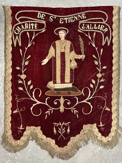 [Pièce textile liturgique]. BANNIÈRE. XIXe...