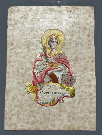 [Broderie]. SAINTE CATHERINE. Image brodée...