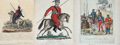 [Engraving]. [Cavalry]. Set of 7 colored...