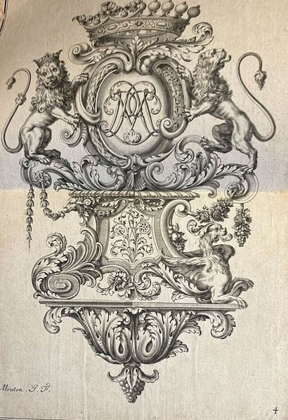 [Engraving; ornament]. ESCUTCHEONS AND CARTELS....