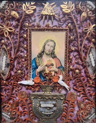 [Paperolle-reliquaire]. SACRED HEART OF JESUS....
