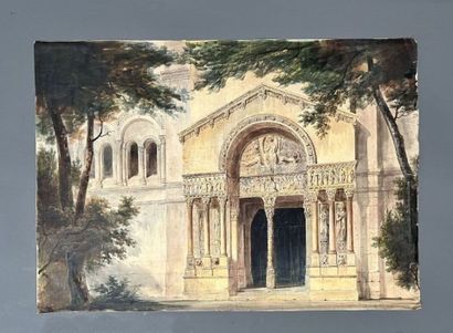 [Drawing]. [Architecture]. Watercolor on...