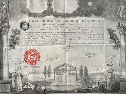 [Freemasonry]. Diploma engraved on copper,...