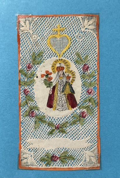 [Broderie]. VIERGE EN MAJESTÉ. XVIIIe s....
