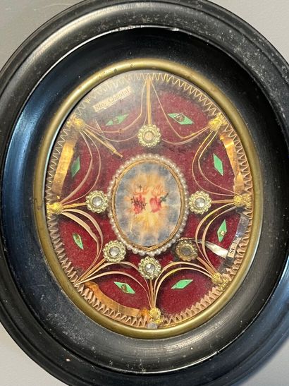 [Reliquary]. SACRED HEART painted in center...
