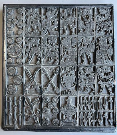[Die on wood]. [Playing cards]. Plate from...