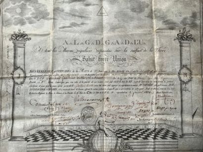 [Freemasonry]. Diploma engraved on copper,...