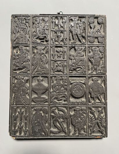 [Die on wood]. [Playing cards]. Sheet from...