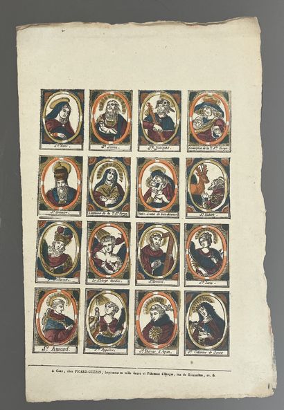 [Folk imagery]. 16 FIGURES OF SAINTS. Caen,...
