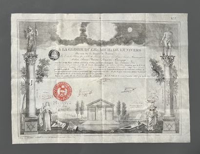 [Freemasonry]. Diploma engraved on copper,...