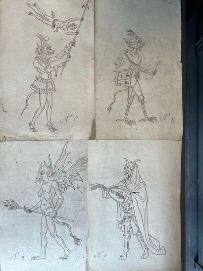 [Grotesque drawing]. Album of 74 original...